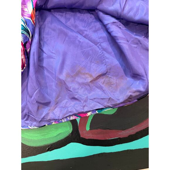 90s 100% silk Vintage Liz Claiborne Wrap Dress Purple Pink Floral Petite 14 - Picture 5 of 14